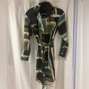 Banana Republic Green Graphic Print Shirt Dress